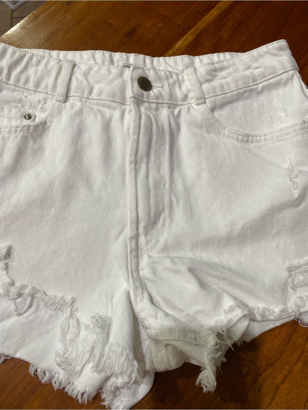 Zara White Distressed Denim Cutoff Shorts